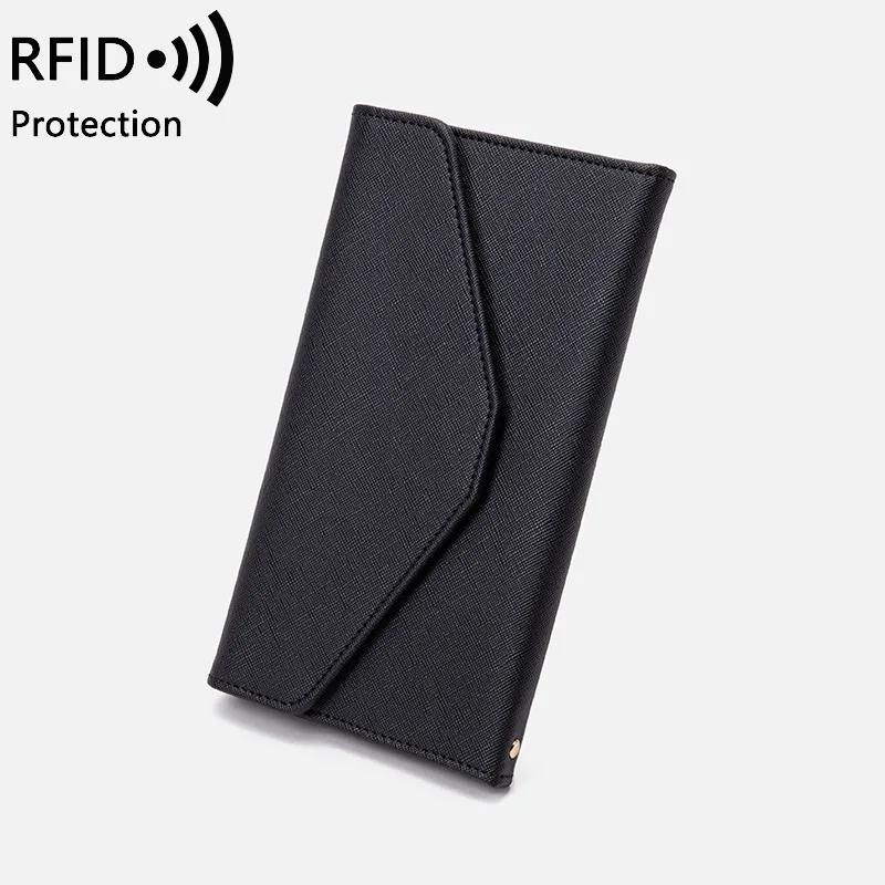 

New Style Ladies Wallet Long PU Zipper Solid Color Hand Phone Bag Large-capacity Coin Clip Purses Anti-theft swipe bag