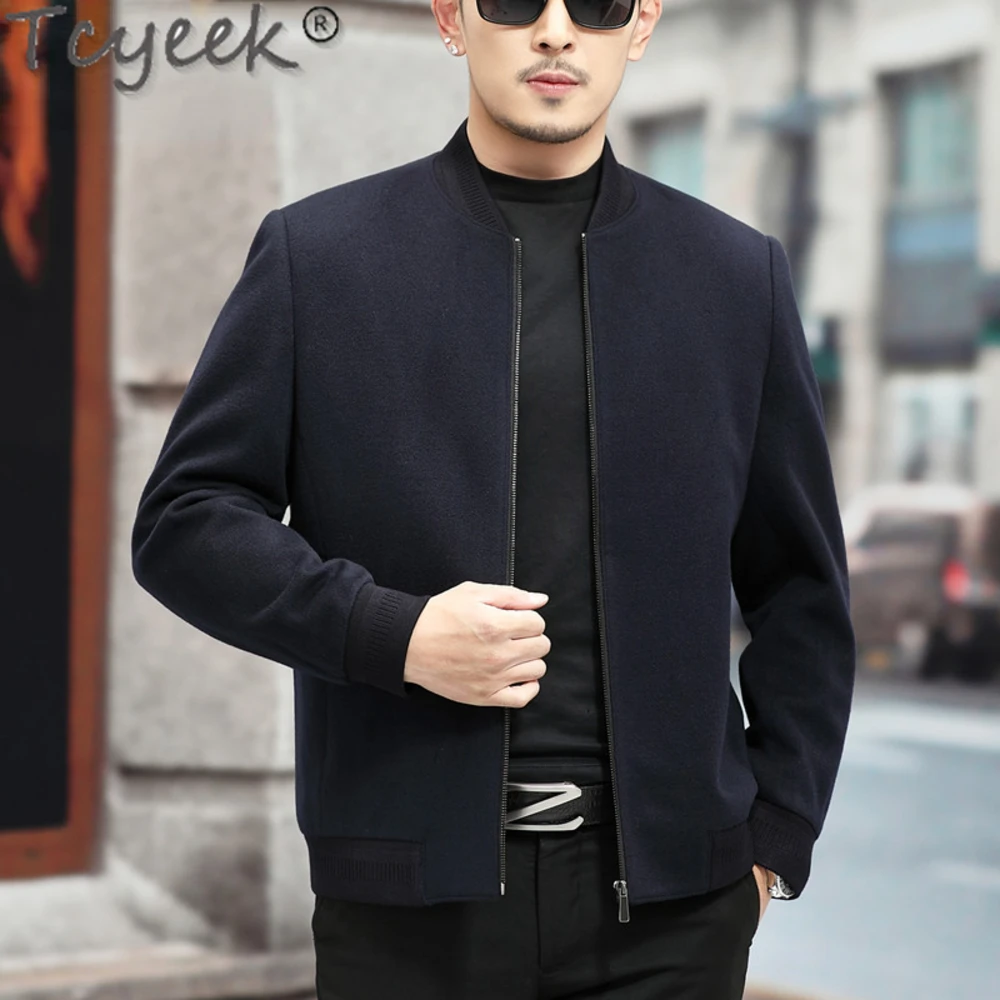 

100% Tcyeek Cashmere Jacket Men Clothes Fall Winter Business Casual Trench Coat Man Fashion Woolen Jackets Chaquetas Hombre LM