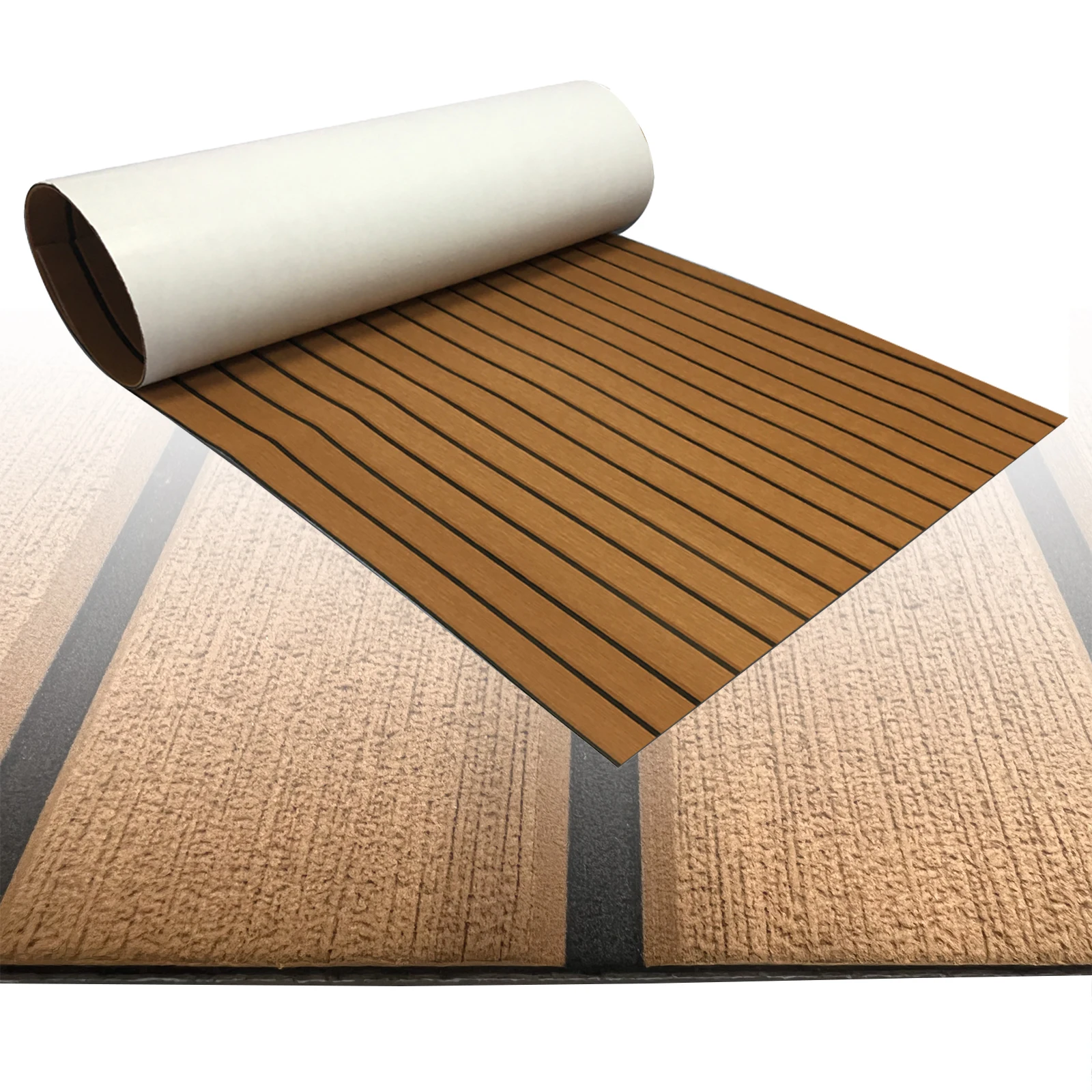 

Boat Flooring EVA Foam Boat Decking Faux Teak Marine Carpet Boat Decking Self Adhesive Flooring Pad for Motorboat RV Yacht Kayak