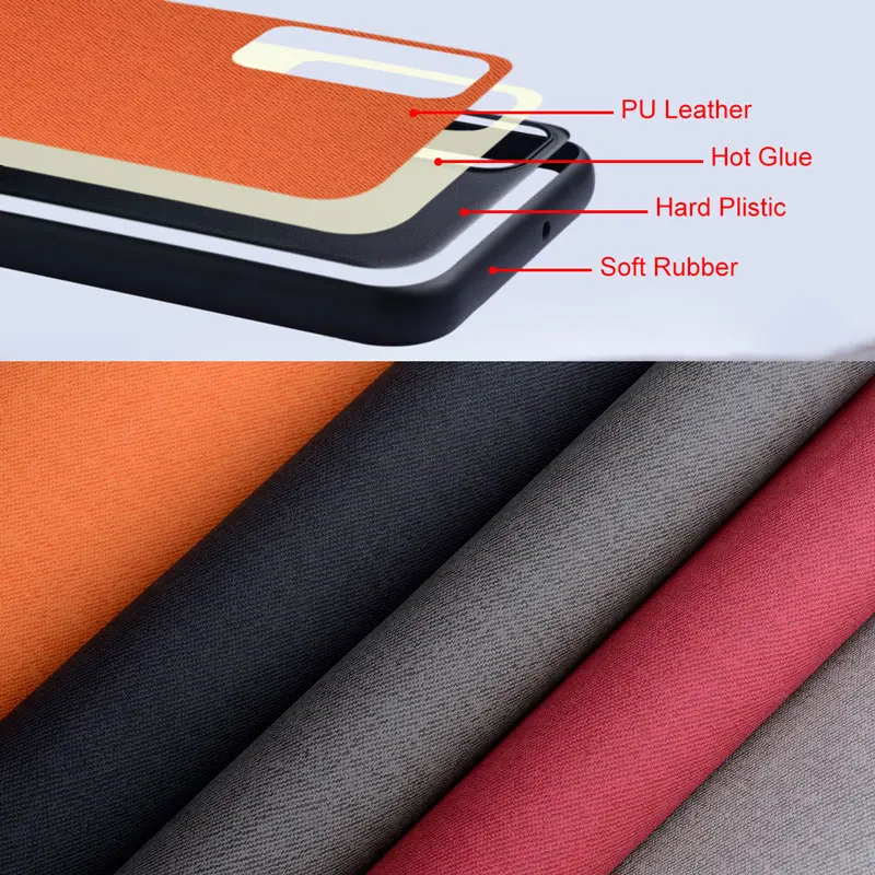 Premium Textile Leather Case with TPU and PC Back - Enhanced Camera Protection Design