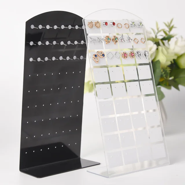 87815-000816.jpg 2 pièces mode Portable boucles d'oreilles clous d'oreille support en plastique bijoux présentoirs boucle d'oreille vitrine organisateur support de rangement