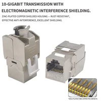 10PCS-CAT.7 Shielded RJ45 Keystone Jack Tool-less No Punch Down Up-Down Crimp 10Gbps Ethernet Network Data Module 5