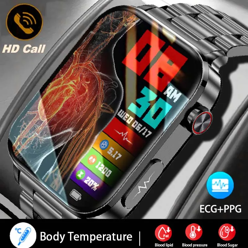 

Healthy Men's smartwatch For Android IOS ECG+PPG Bluetooth call smart blood glucose lipids uric acid monitoring Men's smartwatch