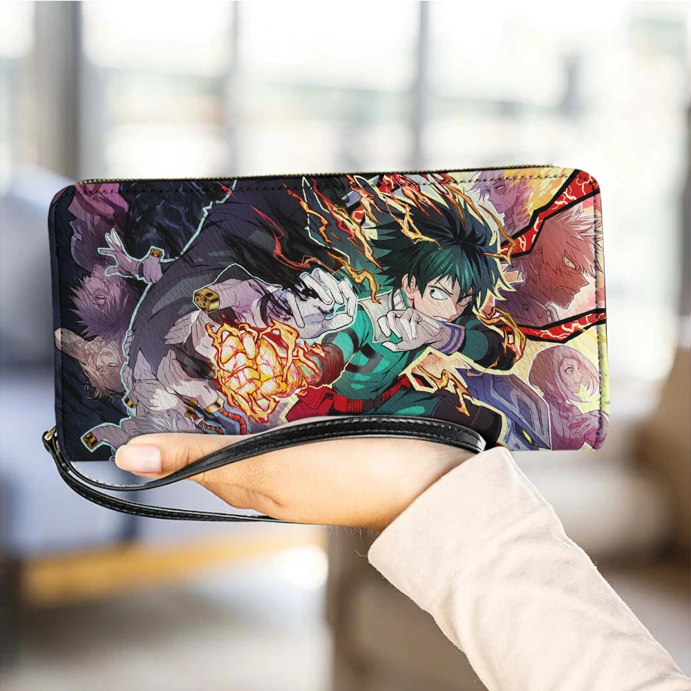 

Zipper Wallets My Hero Academia Anime Pattern Womens Long Purses Handbags Coin Purse Cards Holder PU Leather Billfold Wallet Hot