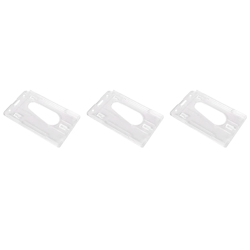 

3X Vertical Hard Plastic Badge Holder Double Card ID Multi Transparent 10X6cm