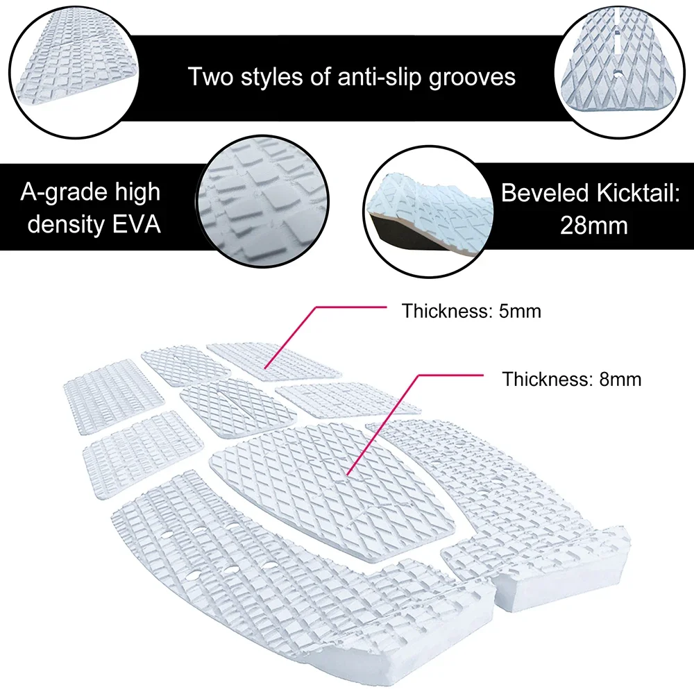 Surfboard Traction Pad 9pc/lot surfboard 3M grip back glue foot pad EVA Foam non-slip mat premium traction surfboard back glue pad paddle board sheet
