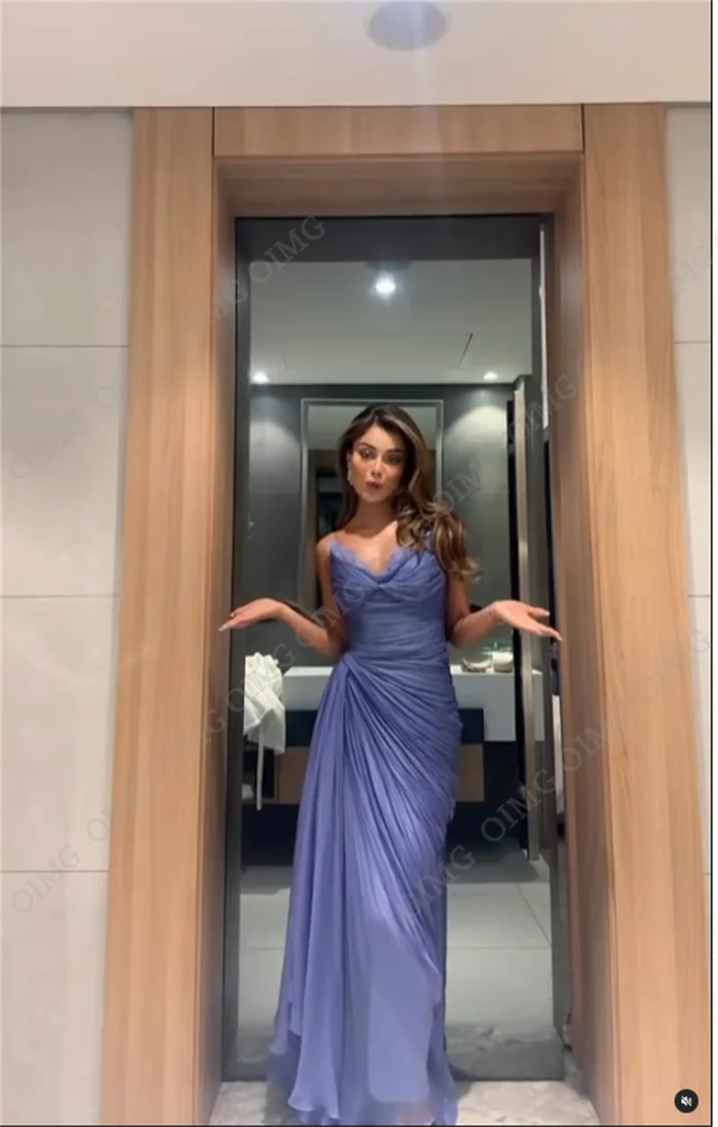 OIMG Arabic Women Purple Formal Evening Dresses Sleeveless Sweetheart Vintage Chiffon Prom Gowns Party Night Occasion Dress 2023