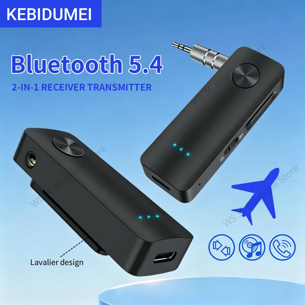 2 in 1 블루투스 5.4 오디오 수신기 송신기 HiFi 스테레오 무선 어댑터 3...