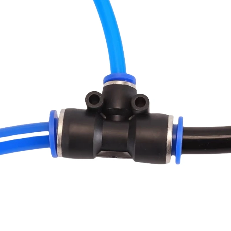 1~15PCS 4/6/8/10/12/14/16mm Pneumatic Fittings T-type Tee Connectors PE/PEG Tube Air Quick Fittings Water Push Into Hose Couping 6