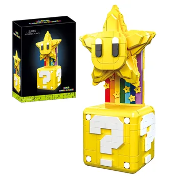 Super Mario Bros Building Blocks Yoshi Luigi Star Assembly Question Mark 3D Model Mario Mini Brick Toy For Christmas Gift 1
