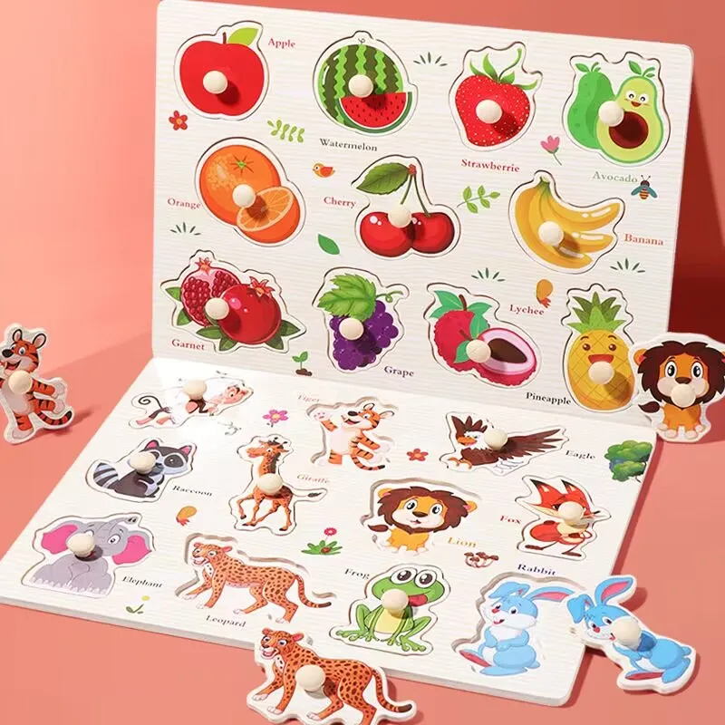 

Kids Montessori 3D Wooden Puzzle Hands Grab Child Puzzle Educational Learning Toys Baby Games Puzzles For Kids 1 2 3 Years Old