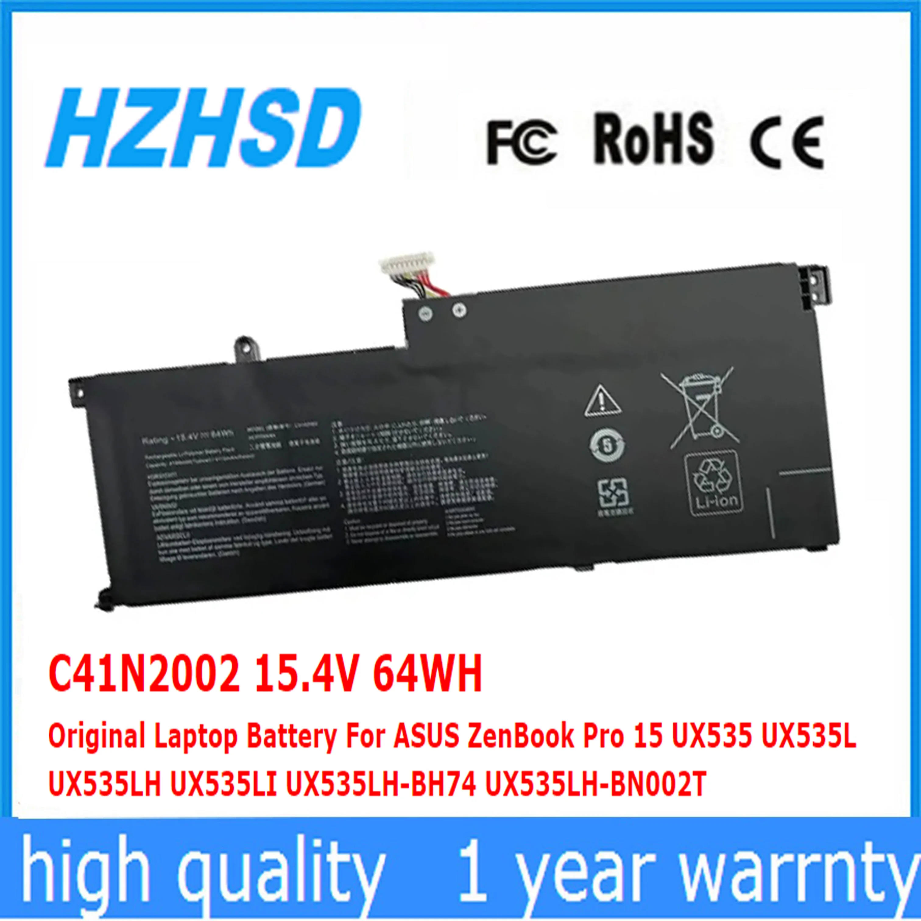 

C41N2002 15,4 V 64WH оригинальная Фотокнига Pro 15 UX535 UX535L UX535LH UX535LI Аккумулятор для ноутбука ASUS