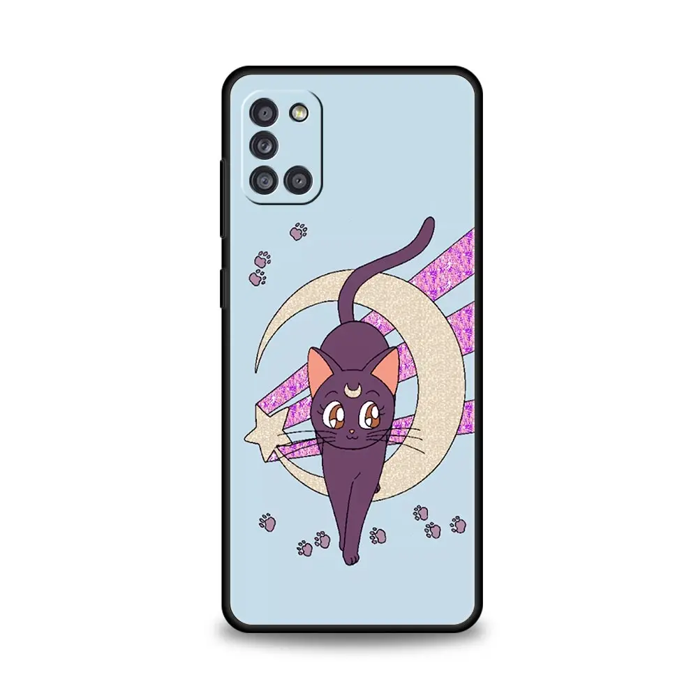 samsung cute phone cover Anime Thủy Thủ Mặt Trăng Ốp Lưng Điện Thoại Samsung Galaxy A52 A51 A12 A21s A32 A31 A71 A72 A02s A22 A11 A13 a41 Đen Mềm Mại Bao Fundas samsung silicone cover