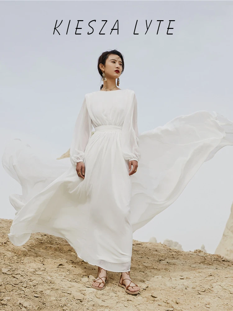 

Модное Вечернее Платье 2024: Шикарное белое шифоновое платье с открытой спиной и шлейфом для пляжного отдыха и фотосъемки в путешествиях