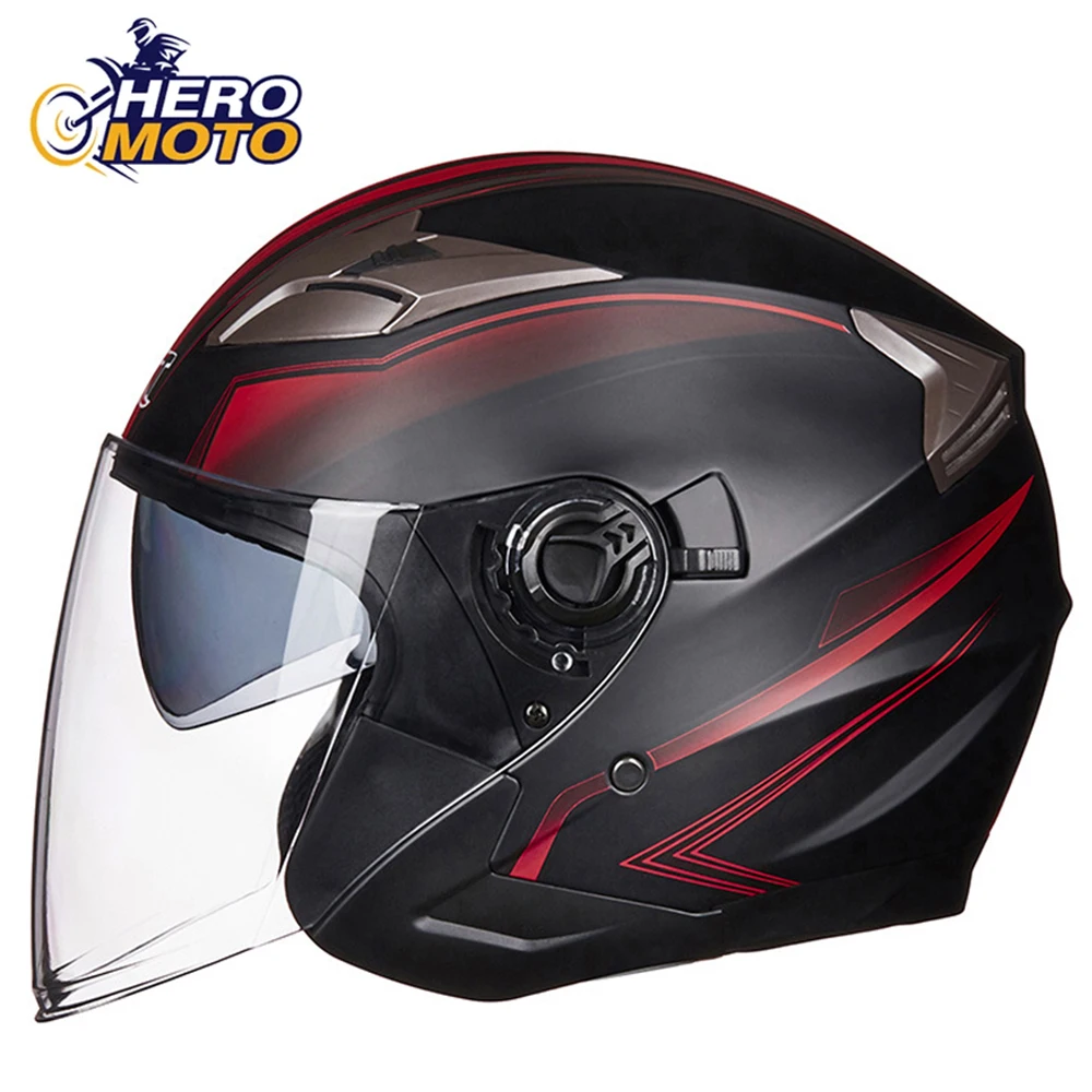 

New Motorcycle Helmet Half Face Helmets Double Lens Casco Moto Street Fashion Helmet Capacete De Moto Protection Four Seasons