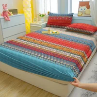 1 Simple Modern Striped Printed Matte Fitted Sheet, Bedroom Printed Bed Cover, Bedding (Excluding Pillowcases) 1