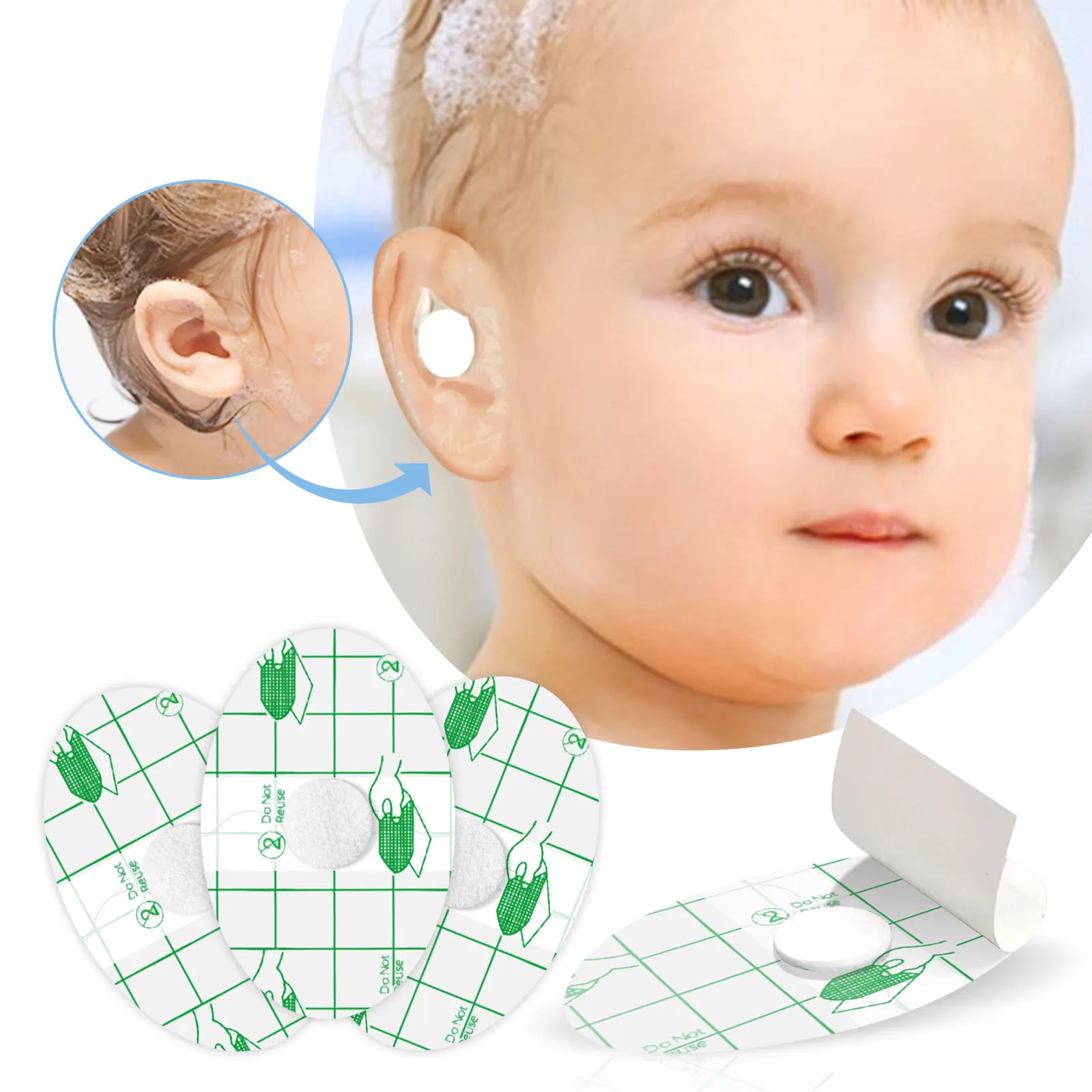 Description Picture 2 of item60pcs/box Waterproof Ear Patches Adult Shampoo Bathing Hair Washing Ear Protector Cover Waterproof Ear Care Stickers 귀청소