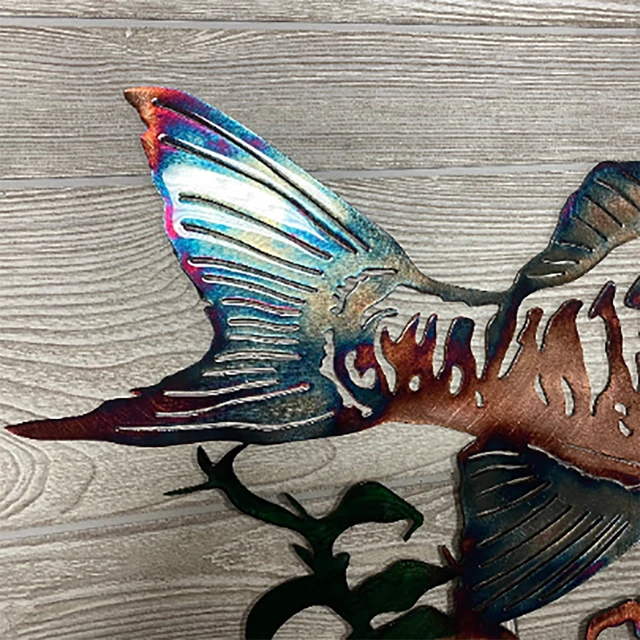 3D Metal Wall Art Decoration Hollow Out Fish Silhouette Sculpture