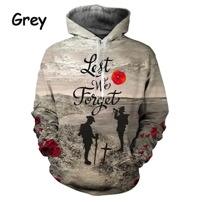 thumbnail image 1 of Sudadera con capucha para hombre y mujer con estampado 3D Lest We Forget, informal, de gran tamaño, ropa de calle, 1 of 5