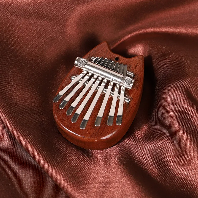 Mini Kalimba 8 Key Exquisite Finger Thumb Piano,Gift For Beginners Music Lovers Players,Cute Pendant Cat Easy Install