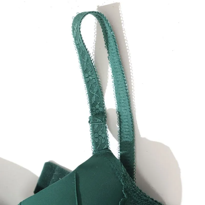 Beauwear Green Embroidred Floral Bra with Pendent Push Up Bra with Foam Pad Underwire Bras 75B 80B 85B-W8001 3