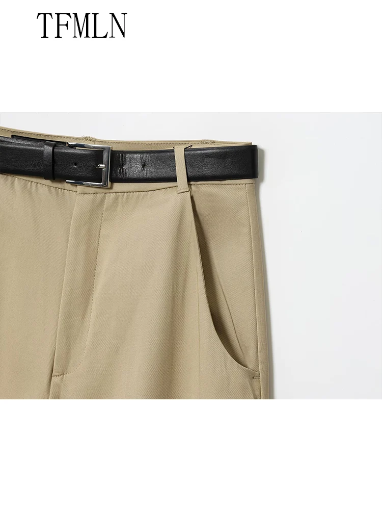 Sexy Women Solid Halter Top Straight Pant Sets 2025 Autumn Chic Backless Sleeveless Tops Zipper Causal Trousers With Belt Outfit