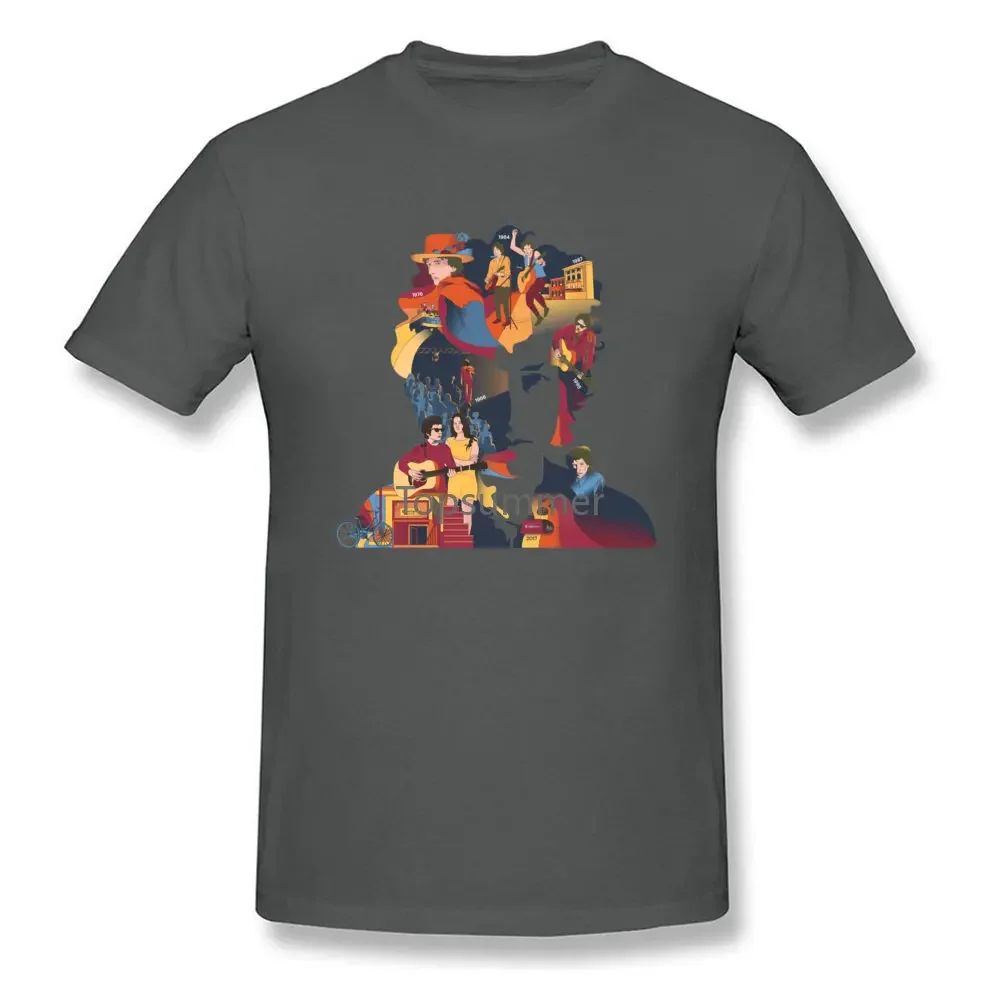 

Bob Dylan Folk Singer Star Tour Concert Cartoon Portrait Print Men White T-Shirt Casual Style Short Sleeve Top T Shirt