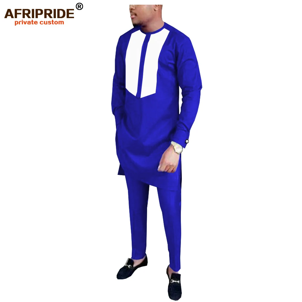 2022 African Men Traditional Clothing Set Dashiki Outfit Ankara Long Sleeve Shirt+Pants Suit Tribal Tracksuit AFRIPRIDE A1916049