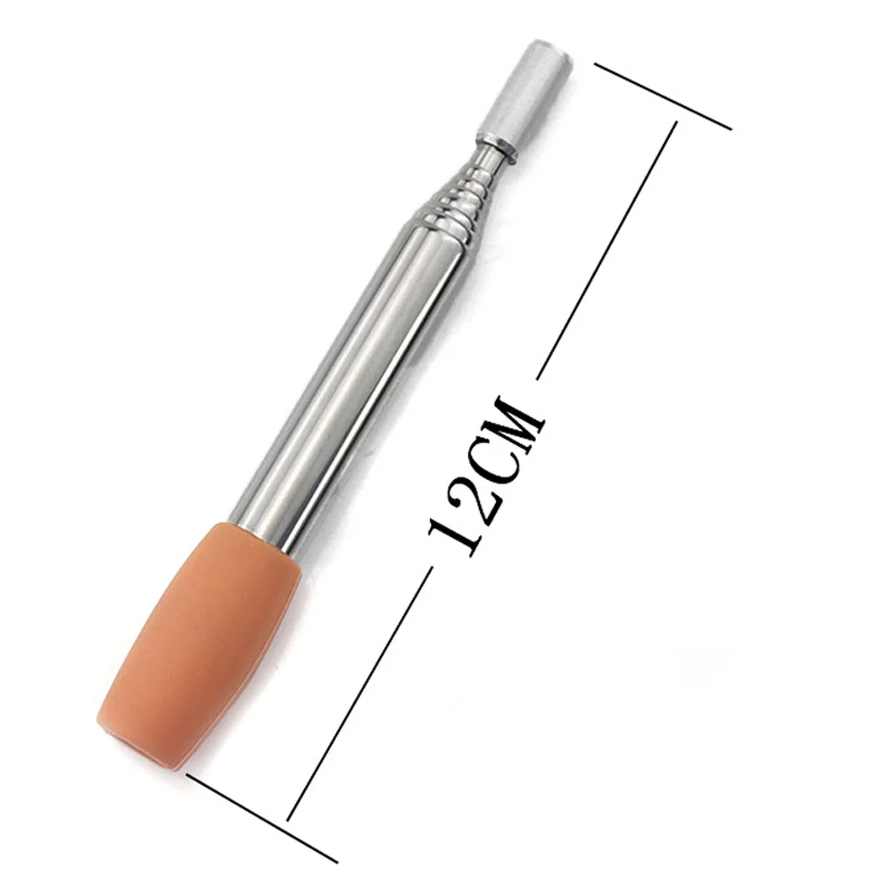 Outdoor Stainless Steel Pocket Bellow Telescopic Portable Fire-making Tool Collapsible Silicone Nozzle Camping Hiking Blowpipe