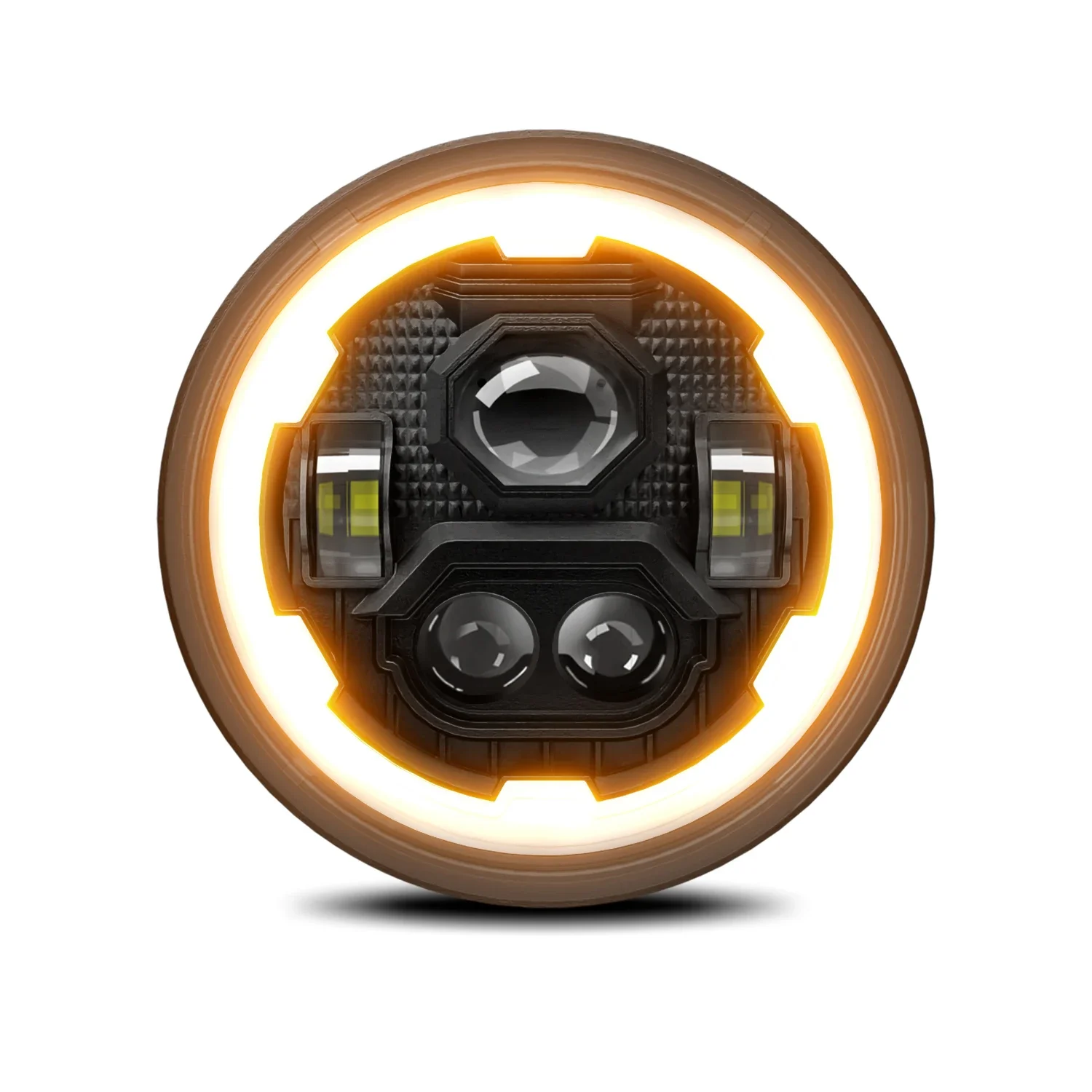Car Headlight Angel Eyes 7 in DRL Led Headlight for Car Jeep Motorcycle Crystal