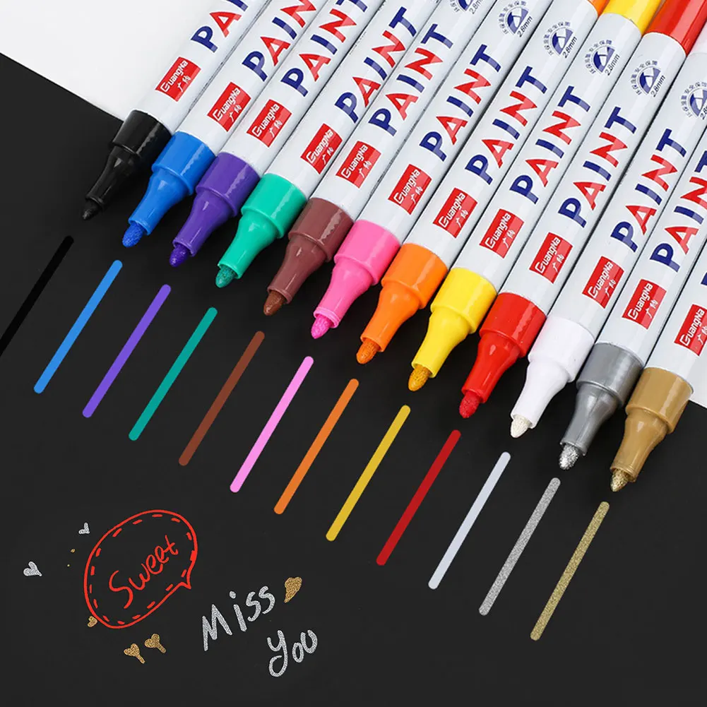1PC Car Paint Marker Pen Waterproof Car Wheel Tire Oily Painting Mark Pen Auto Rubber Tyre Polishes Metal Permanent Marker 2