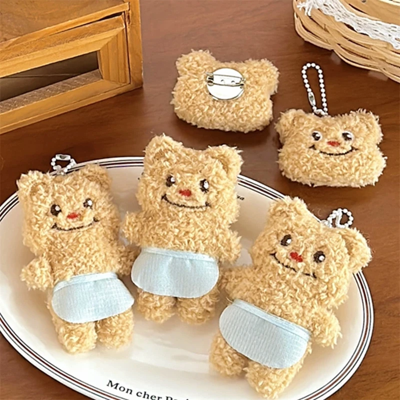 Kawaii Cartoon Plush Bear Brooch For Women Girl Clothes Badge Pins Backpacks Pendant DIY Handmade Decoration Accessories Gifts