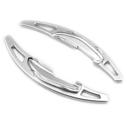 Premium Aluminum Alloy Car Steering Wheel Paddle Shifter Extension - Set of 2 (Silver)