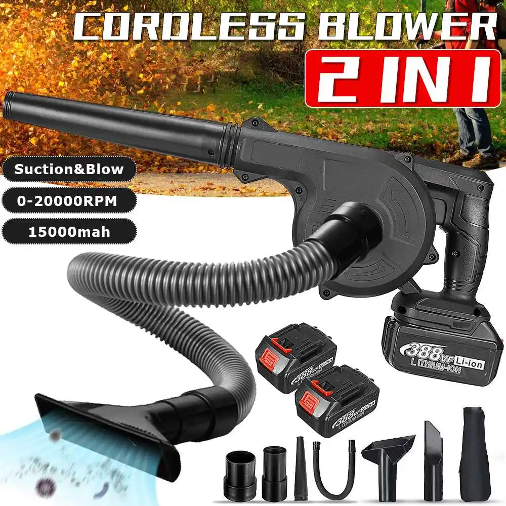 

1600W 2 In 1 Cordless Electric Air Blower Vacuum Cleannig Blowing & Suction Leaf Blower Dust Collector For Makita 18V Battery