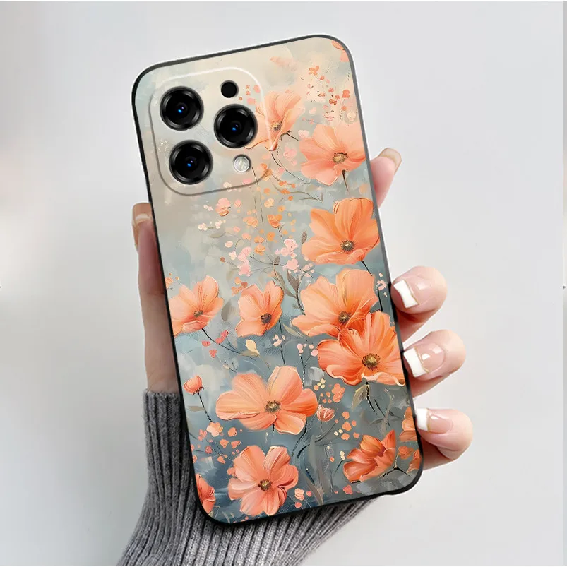 Cute Flower Cartoon Silicone Phone Case - Soft Black Shell Cover