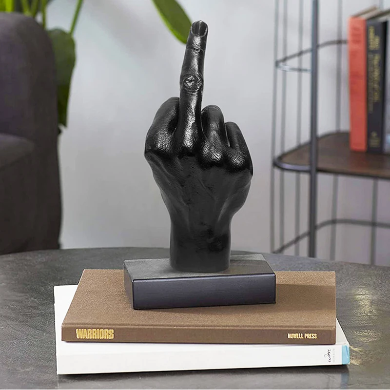 

Nodic Hand Statue Figurines Middle Finger Gesture Sculpture Resin Crafts Home Living Room Desktop Ornaments Household Decors