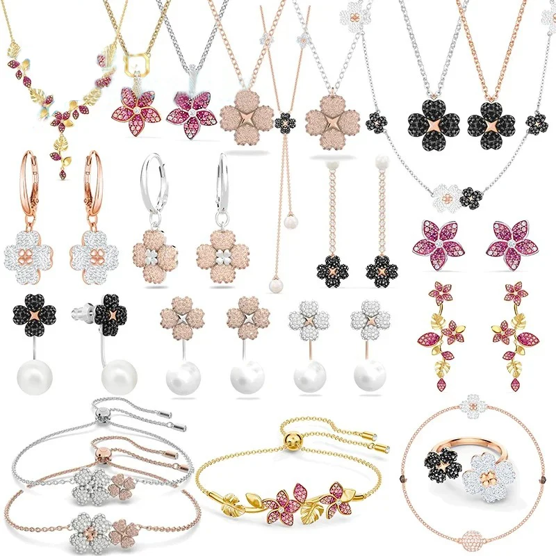 

Jewelry Set Trends Austrian Crystal Lucky Clover Earrings Necklaces Bracelets Best Gifts for Women