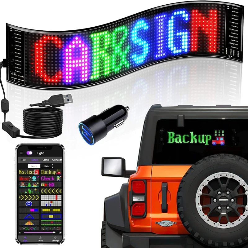 LED Matrix Pixel Panel Smart Bluetooth App Control Scrolling Bright Advertising LED Signs Flexible USB 5V LED Car Sign Display neon light strip with dimmer eu 220v soft cob light bar silicone tube rope super bright 288leds m waterproof flexible neon sign