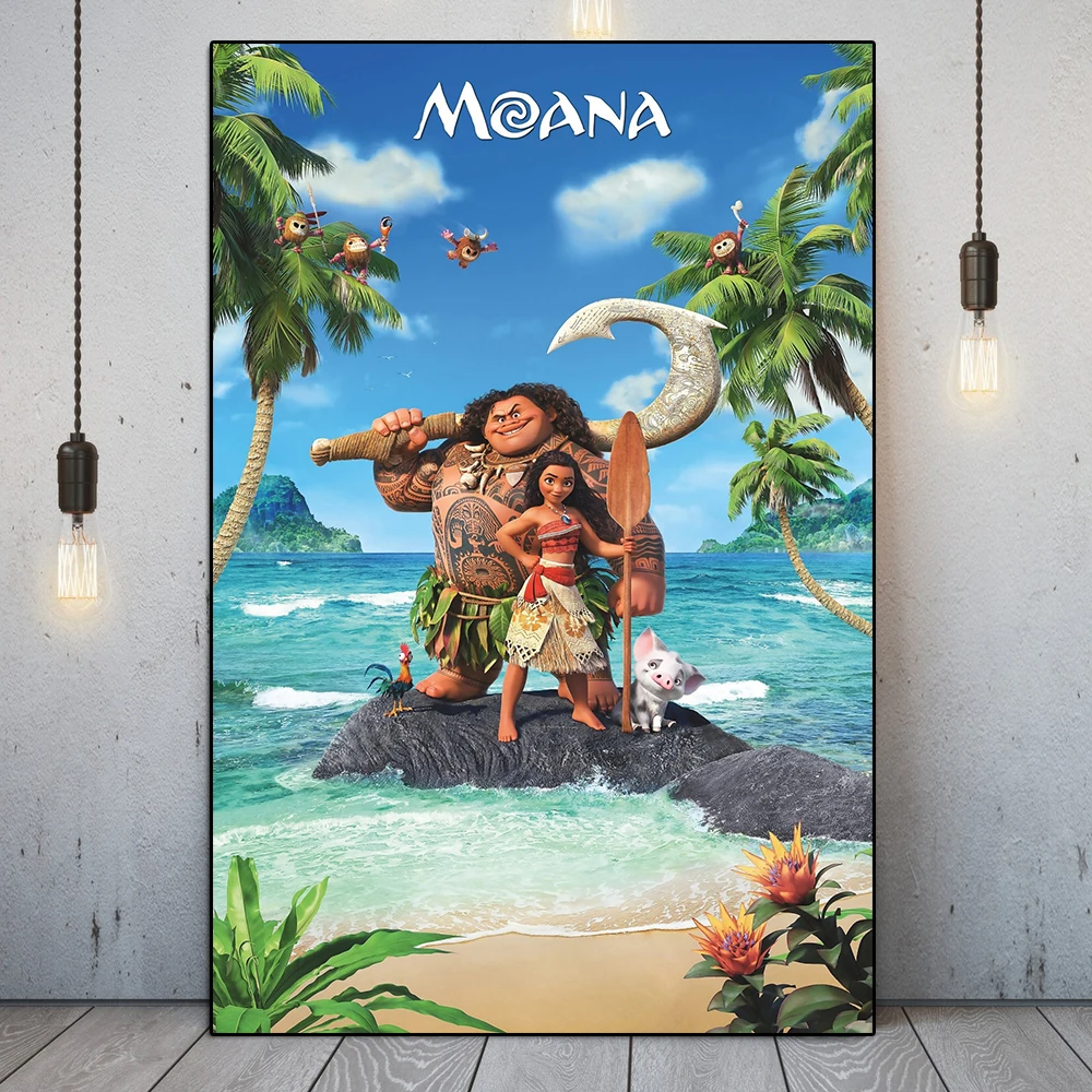 

Disney Princess Moana Movie Poster Cartoon Character Comic Canvas Painting Anime Wall Art Nursery Living Room Home Decoration
