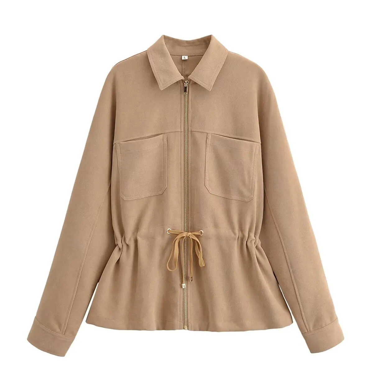 Women Spring Autumn Solid Coat Female Casual Lace-Up Short Outwear Lady Drawstring Slim Coat Fashion Elegant Jackets Streetwear