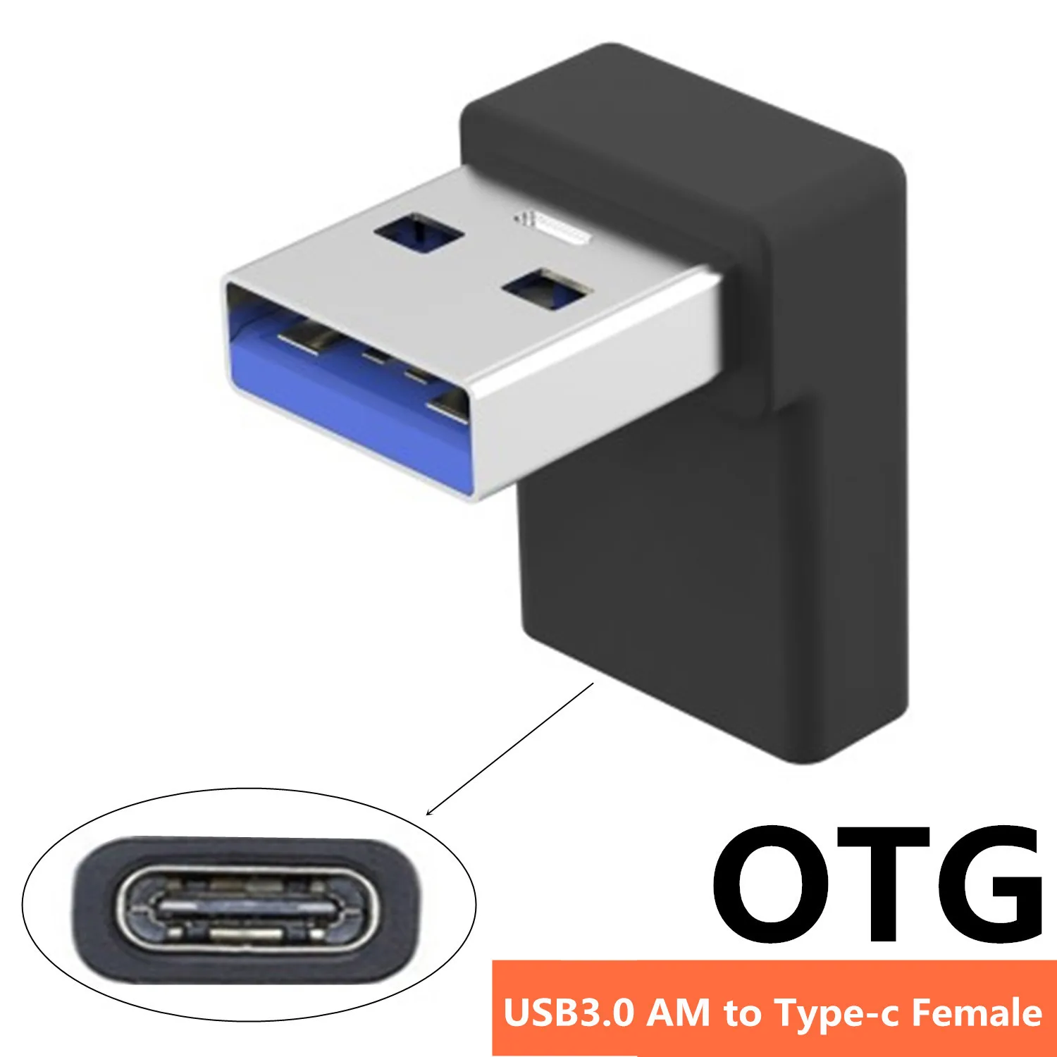 

USB 3.0 OTG Data Adapter 90Degree Type-c USB 3.0 A Male Type-c Female AM TO CF For Charing Adapter