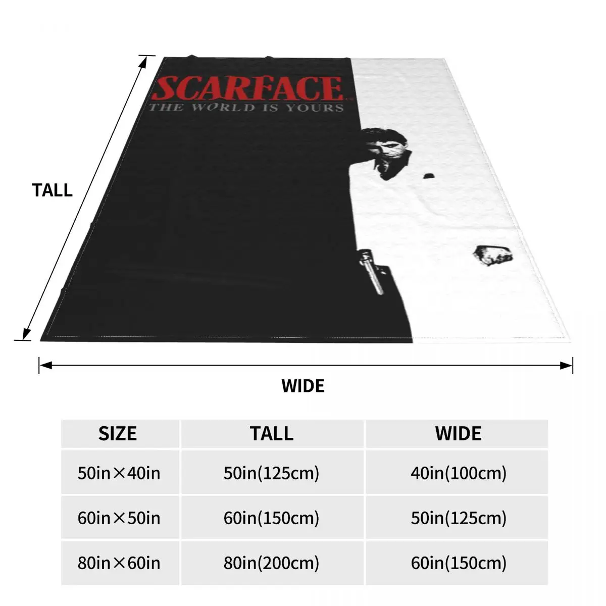 SCARFACE Movie Blanket Flannel Print Black and White Multifunction Lightweight Thin Throw Blanket for Bedding Car Be