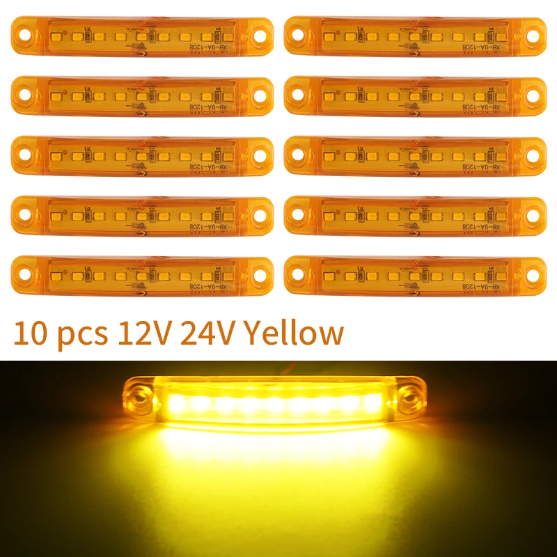 

10PCS Signal Lamp 9 LED Light Oval Clearance Trailer Truck Lorry Caravan Orange LED Side Marker Indicator Lamp 12V 24V