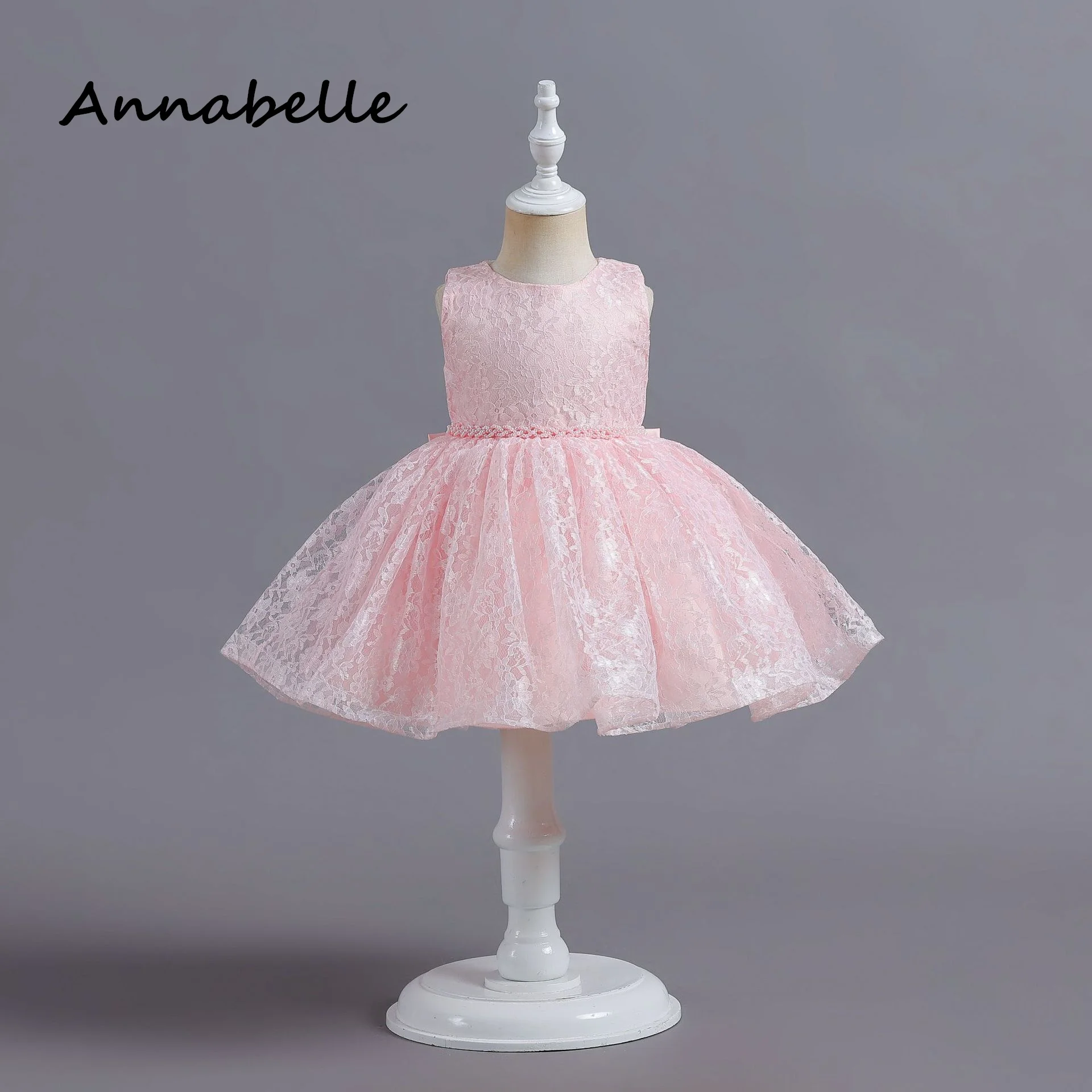 Annabelle Flower Baby Girl Bow Dress For Wedding Party Dress Bambini Colorati Puffy Baby Clothes Princess Vestidos