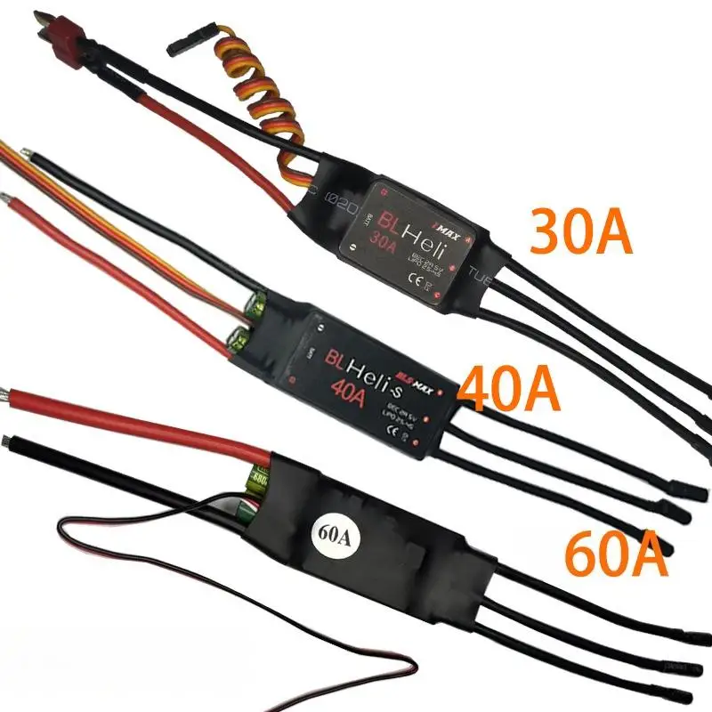 Vue de dessus de l'ESC Brushless 30A 40A pour Bateau RC avec bornes de soudure et interrupteur