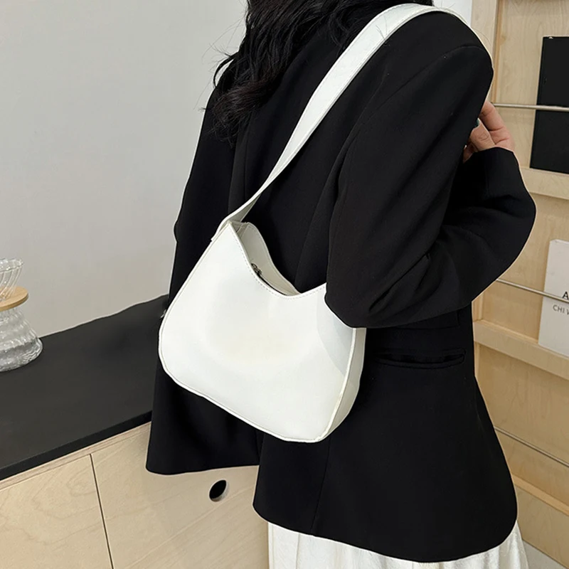 Winter Minimalist Trend With Lock Texture Large Capacity Women's Underarm Shoulder Bag PU Leather Hobo Crossbody Bag