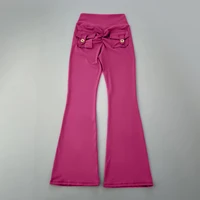 New pocket micro horn yoga pants for hip lifting  fitness dance pants quick drying exercise training yoga pants - Image 3