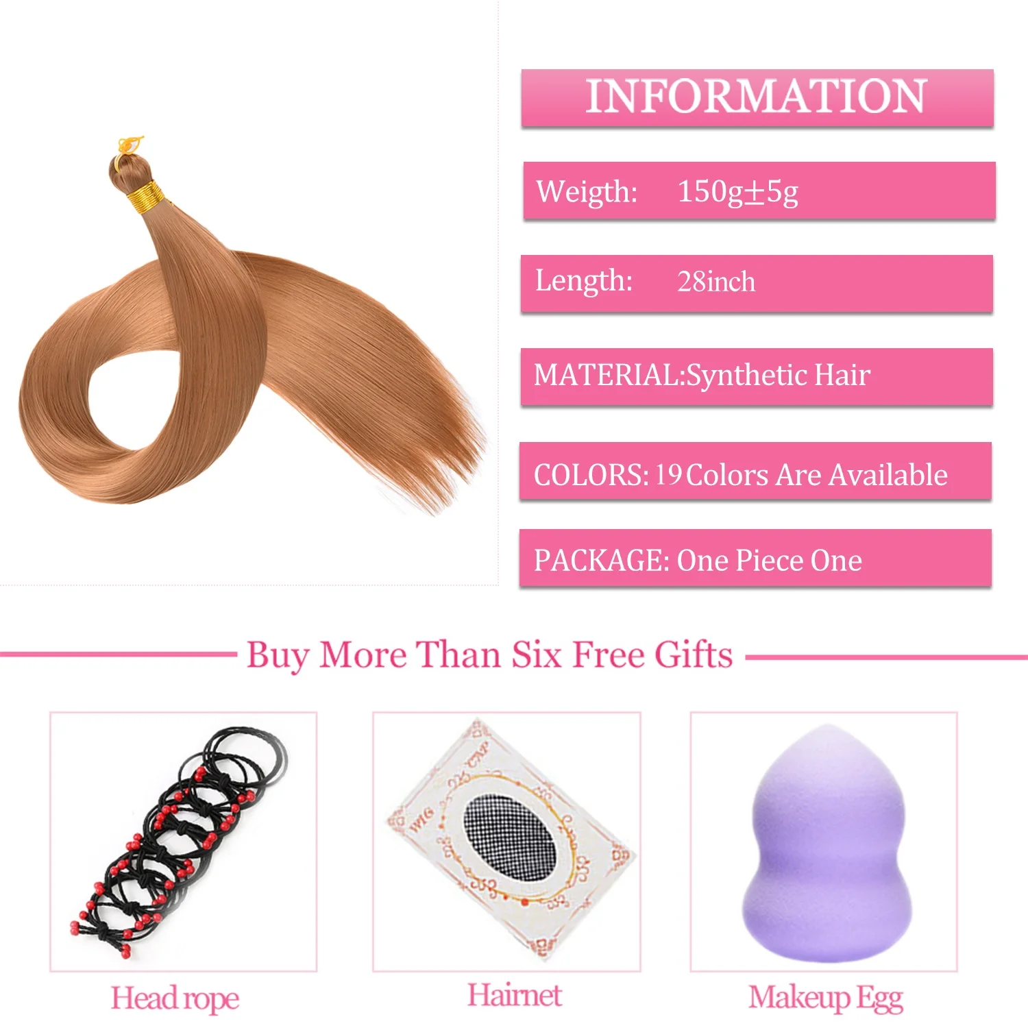 For Women Synthetic Ariel Straight Pony Hair Bundles Crochet Braids Hair Braiding Hair Ombre Brown Crochet Hair Extensions 4