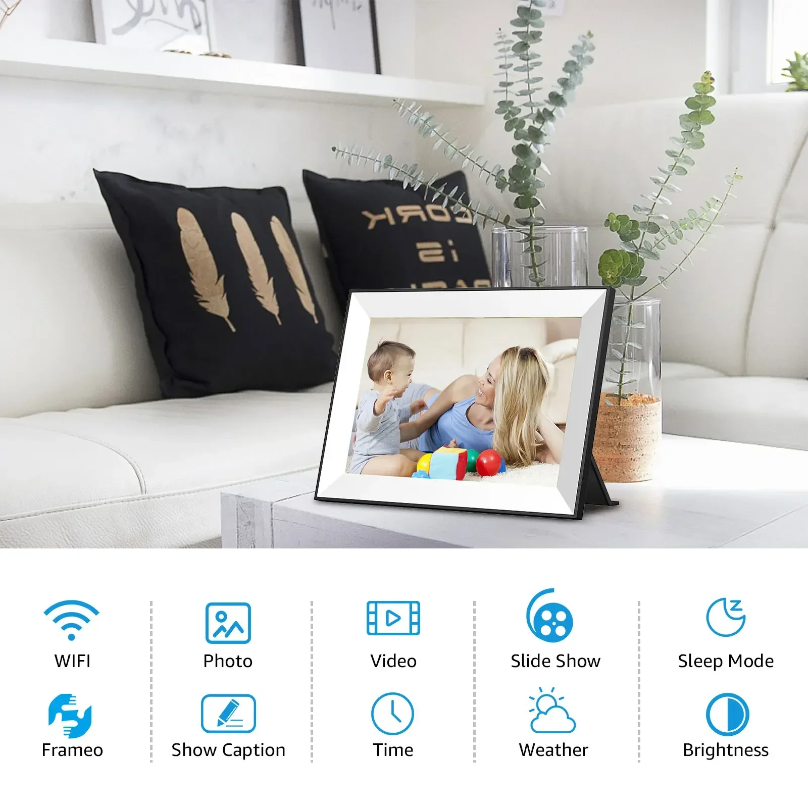 Frameo 32GB Digital Picture Frame 10.1 Inch Smart WiFi Digital Photo Frame with 1280x800 IPS HD Touch Screen with Wall Mountable acrylic digital photo frame,magnetic picture frames