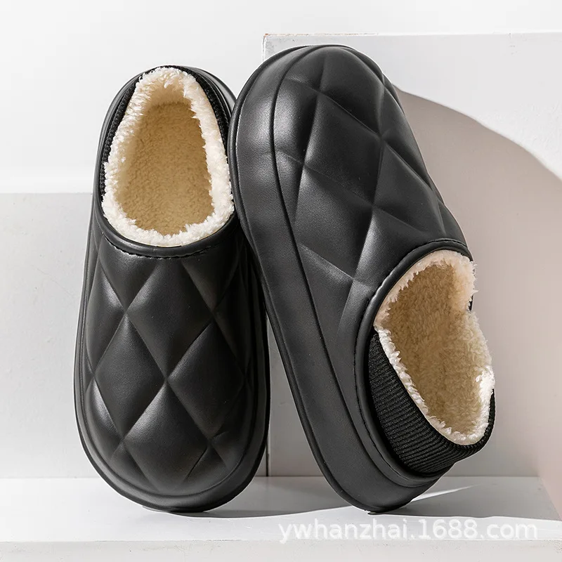 

2024 Men's EVA Cotton Slippers Winter Bag Heel Indoor Home Thick Sole Warm Plush Odorproof Waterproof Couple Cotton Shoes Male